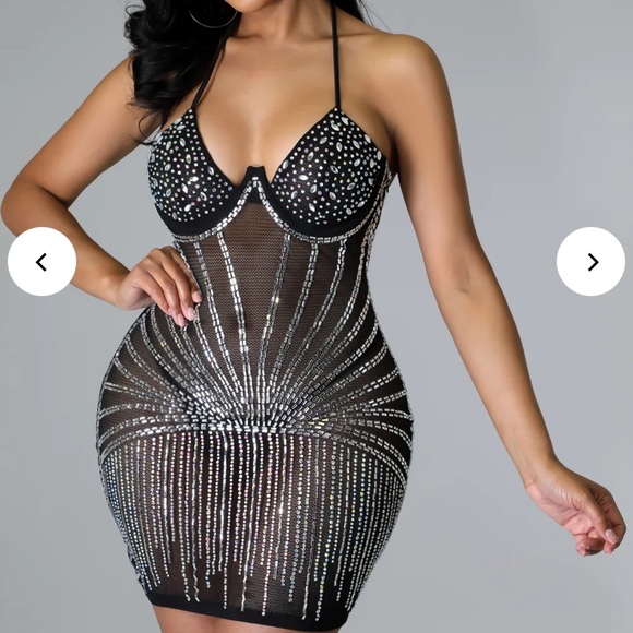 Black Sexy Birthday Prom Dress Event. Sequin. Mesh. - Picture 1 of 5